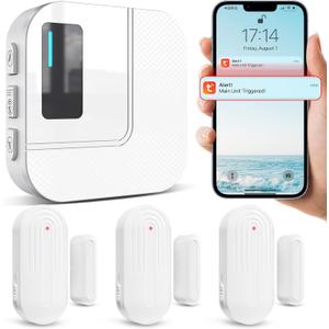 Door Chime,Sanjie WiFi Door Sensor Open Chime When Entering for Business/Home/Store/Office Alert Your Phone,Alarms for Kids Safety,500 FT Range,20 Ringtones,3 Sensors 1 Receiver