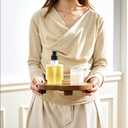 Round 9.4" Acacia Wood Decorative Tray Farmhouse Wood Riser Pedestal Stand for Kitchen and Bathroom Decor, Counter Display, Vanity Tray (Medium, 9.4" Dia)