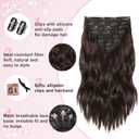 Hair Extensions for Women, 8PCS 16 Inch Dark Brown Clip in Hair Extensions, Synthetic Long Wavy Hairpieces for Women Full Head Thick