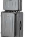 Top Opening Luggage, 16Inch & 25 Inch Airline Approved ABS+PC Hard Shell Suitcases with Silent Wheels, TSA Lock,Front Pocket and Wet-dry Separated Six-piece Set(Grey)