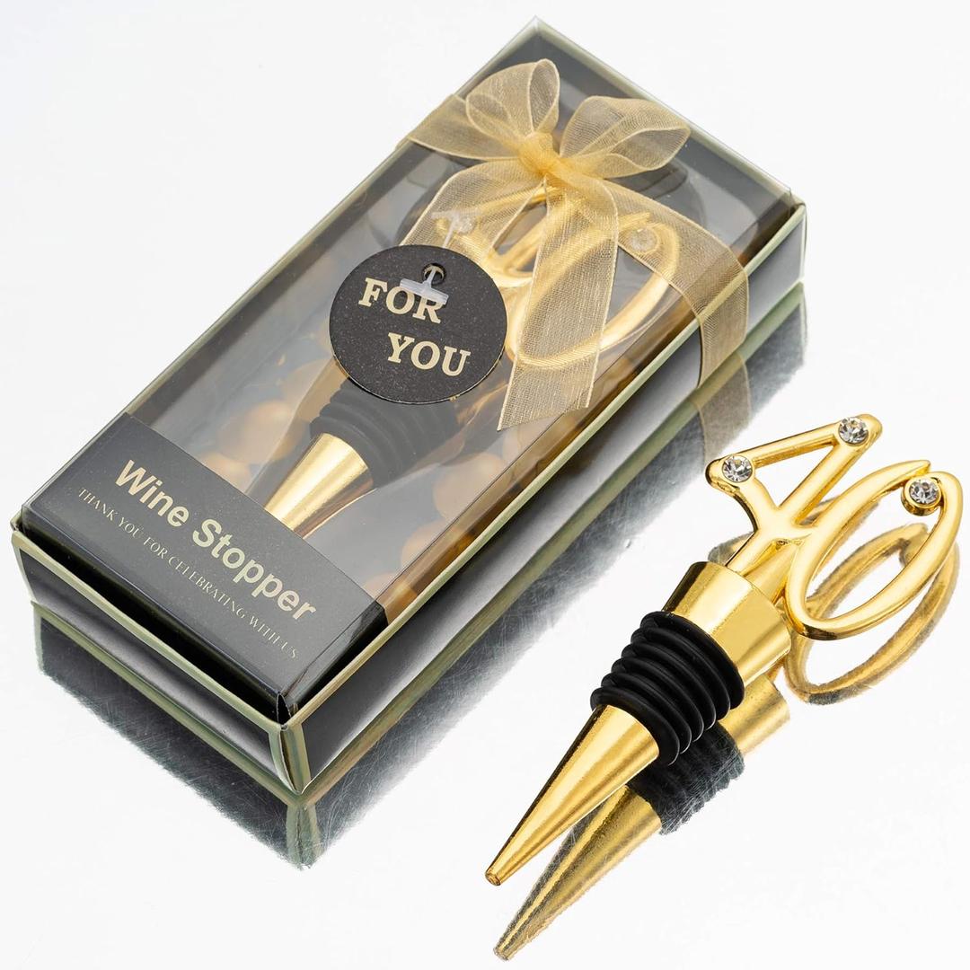 12Pcs 40th Birthday wine stopper Party Favors 40th Wedding Anniversary Party Gifts 40 Birthday Party Gifts Souvenirs Decorations for Guests (12, 40)