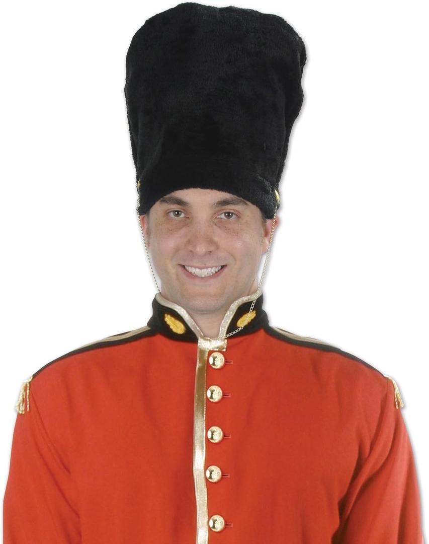 Beistle Unisex Plush Royal Guard Hat - English Bearskin Costume, Halloween Dress Up, International Themed Headwear