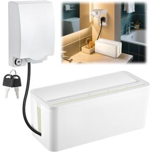 Power Strip Cover Baby Proof & Outlet Cover Box. Cable Management Box with Lock, Baby Proof Power Strip with Holes for Wire Storage and Organization, Outlet Protector