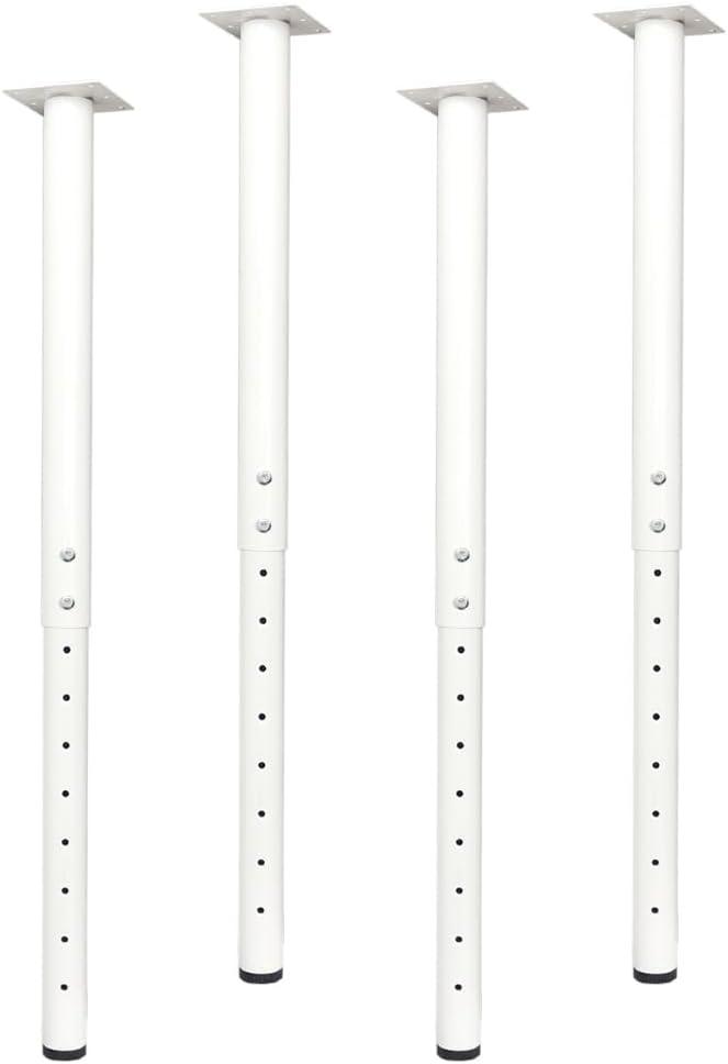 QLLY Adjustable Round Desk Leg, 24-40 inch, 60-100cm, Home Office DIY Metal Table Leg, Furniture Leg Set (4, White)