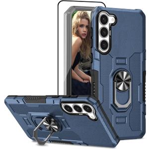 Compatible with Samsung Galaxy S23 Plus 5G Phone Case,HD Screen Protector. Built Magnetic Kickstand,Durable Military Grade Heavy Duty Shockproof Phone Case for Galaxy S23 Plus 5G Cover Case Blue (Navy)
