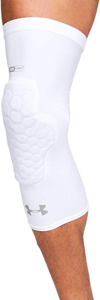 Under Armour Basketball Hex Pad Leg Sleeve, Compression Sleeve with Hex Pad Technology-Basketball, Football, Volleyball & More (Adult- Medium, White)