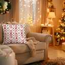 Coquette Red Bow Christmas Pillow Covers 18x18, Coquette Christmas Decor, Vintage Xmas Green Bow Santa Decorative Throw Pillow Covers for Home Living Room Bedroom