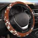 Brown Cow Print Auto Car Steering Wheel Cover Universal 15 Inch Neoprene Interior Decor Protection Accessories