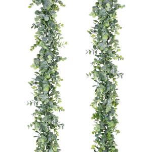 Lvydec 2 Pack Artificial Eucalyptus Garland, Fake Eucalyptus Greenery Garland Wedding Backdrop Arch Wall Decor, 5.5 Feet/Strand Fake Hanging Plant for Table Festival Party Decoration