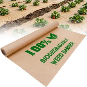 Biodegradable Weed Barrier, Paper Weed Barrier for Outdoor Garden Lawn, Vegetable Growth,Balanced Airflow, Gentle Shading,Thicker and More Durable,Garden Paper Biodegradable Landscape, 4 x 100Ft 