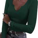 VICHYIE Womens Tops V Neck Summer Short Sleeve Casual Slim Fitted Tshirt  XL