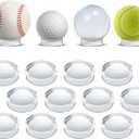 Houseables Baseball Holder, Baseball Stand, Ball Holder, Ball Stand, Acrylic Sphere Display, Egg Display, for Crystal, Rock, Marble, Golf, Softball, Round, Plastic Ring,12 Pack, Clear, 1.75" x 0.6"