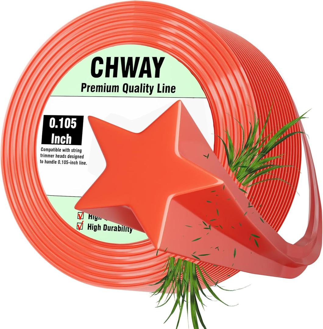 105 Weed Eater String, 120-feet Pentagram Shape Heavy Duty String, for Electric & Gas Weed Wacker Using Trimmer Line .105Used for Stubborn Weed Cleanup, Lawn Repair and Edge Trimming