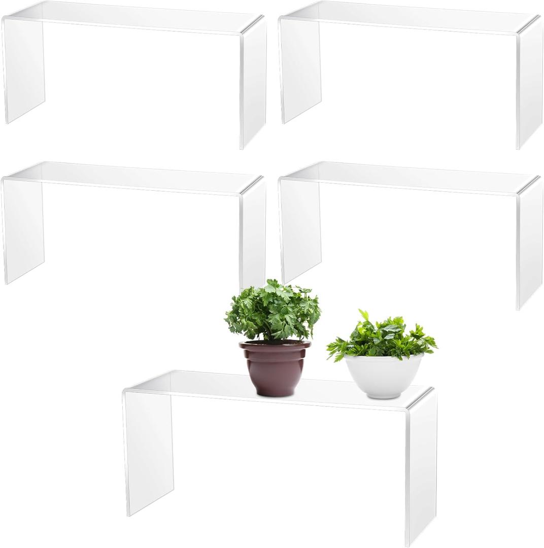 Soaoo 4 Pcs Large Clear Acrylic Riser for Display Acrylic Shelf Riser Jewelry Stand Retail Desktop Display Stand for Cupcake, Collectibles, Organize, Decor (13 x 4.5 x 6 Inches)