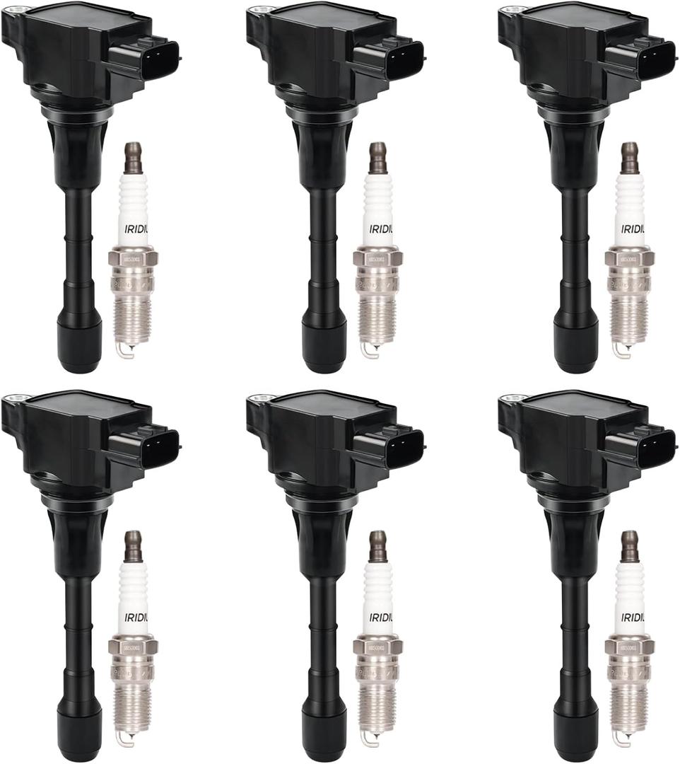 Set of 6 Ignition Coil Pack and Spark Plugs for 3.7 V6 Infiniti G37 G 37 M37 EX37 Nissan 370Z 2008 2009 2010 2011 2012 2013 2014 2015 2016 2017 Replaces UF617