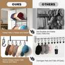 Metal Over Door Hat Rack for Baseball Caps- 3 Tier Wall Mounted Hat Rack with a Metal Basket, 5 Hooks and 5 Movable Hooks Design, Holds up to 40 Caps for Door, Bedroom & Closet