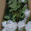 Hananona 50 Pcs Artificial Roses in Bulk, Fake Velvet Silk White Roses Realistic White Roses for Wedding Centerpieces Flower Arrangement Home Decor (50, White)