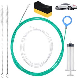 Yolev 6pcs Sunroof Drain Cleaning Tool,120 Inch Extra Long Pipe Cleaners Drain Brush Pipe Cleanings with Straight Brush,Syringe Hose,Sponge Sun Roof Drains Cleaning Tool for Auto Car Sunroof Wiper