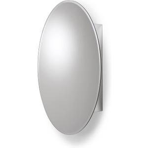 Croydex Orwell Oval, Recessed or Surface Mount, Hang 'n' Lock Easy Installation Medicine Cabinet , 21''W x 31''H, Aluminum (31-Inch x 21-Inch - Single Door)