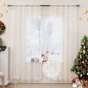 Sheer Lace Curtains for Living Room, Embroidery Weave Sheer Curtains for Holiday Window Decoration, Rod Pocket White Drapes, 2 Panels 52 x 72 Inch