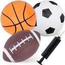 Shindel Sports Balls for Kids, 5 Inches Playground Balls with Hand Pump, Includes Football, Basketball