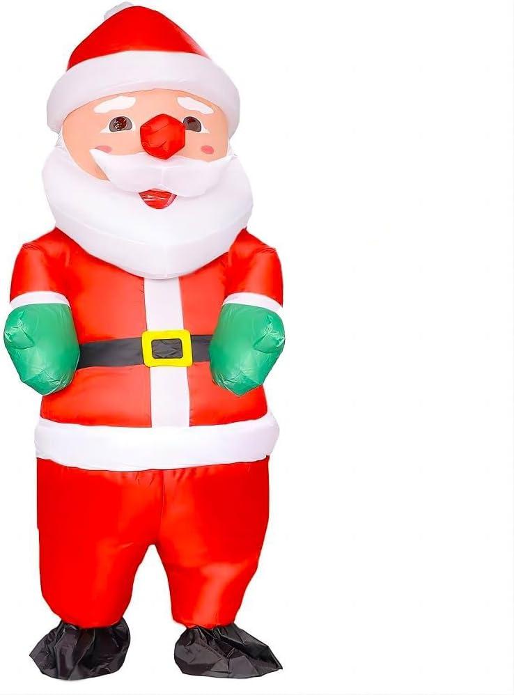MXoSUM Inflatable Christmas Elf Snowman Costume for Adult Funny Blow up Santa Claus Gingerbread Man Costume