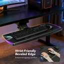 Keyboard Tray Under Desk with Storage Drawer, Height Adjustable Keyboard Tray Slide Out 360 Swivel Tilt, Ergonomic Under Desk Mount Keyboard & Mouse pad Lighting, Black