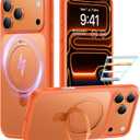 TORRAS for iPhone 17 Pro Case with Stand, Fit for MagSafe, 4X Military Drop Protection, Camera Control Button, Slim Soft Edge Phone Case for iPhone 17 Pro, Translucent Matte Cover 6.3", Bright Orange