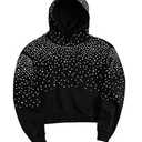 RoseSeek Men's Glitter Rhinestone Hoodie Long Sleeve Hooded Sweatshirts Retro Party Pullover Tops (X-Large)