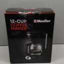 Mueller 12-Cup Drip Coffee Maker - Borosilicate Carafe, Auto-Off, Reusable Filter, Anti-Drip, Keep-Warm Function, Clear Water Level Window Coffee Machine, Kitchen Essentials & Accessories (Black)
