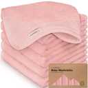 6-Pack Baby Washcloths  Soft Absorbent Viscose from Bamboo Washcloths for Face, Body, Baby Towels for Newborn, Kids, Toddlers, Infant, Gentle on Sensitive Skin, 10x10 Reusable Face Towels(Rosy)