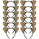 YARIEW 12 Pcs Leopard Print Headbands Cat Ears Headbands Animal Ears and Horns Headband Plush Horns Cosplay Costume Halloween Christmas (Multi-colored-4)
