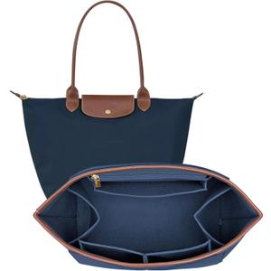 Felt Purse Organizer Insert for Longchamp Le Pliage L Bag Handbag Leather edge Longchamp Organizer Insert (DarkBlue, Large)