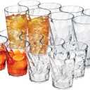 US Acrylic Optix Plastic Reusable Drinking Glasses (Set of 16) 14oz Rocks & 20oz Water Cups in Clear | BPA-Free Tumblers, Made in USA | Top-Rack Dishwasher Safe