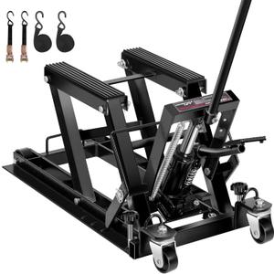 VIVOHOME 1500 LBS Hydraulic Motorcycle Lift Jack, Heavy-Duty Steel ATV Lift Stand with Wheels & Handle, for Motorcycles, Dirt Bikes, ATVs (Black)