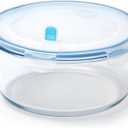 NUTRIUPS 2.8L Glass Food Storage Containers Set, Round Meal Prep Containers, Glass Bowls With Lid