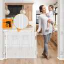 Upgrade No Drill Retractable Baby Gates No Drilling Retractable Gate with Support Rods to Prevent Crawling Underneath, 55 Wide Mesh Baby Gates for Doorways No Drilling Retractable Dog Gate for Stairs (White)