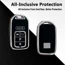 Key Fob Case Cover Compatible With Honda Accord Civic Cr-V Hr-V Fit Odyssey Jed Crosstour Crider Accessories (Black)