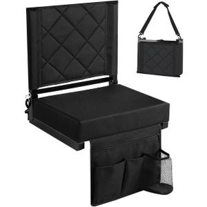 LWWTBS Stadium Seat with Back Support Bleacher Chair with Back (1, Black), Standard
