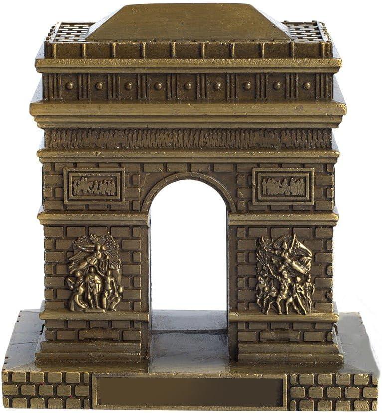 ZOVIE Metal Paris Arch of Triumph Statue Figurine Home Desktop Decor Souvenir Artificial World Famous Buildings Sculpture(3.2in Top)