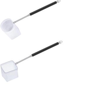 2 Pieces Fish Tank Shrimp Net Extendable Handle Shrimp Net Stainless Steel Small Aquarium Catch Mesh with Adjustable Handle for Aquarium Fish Tank Pond (Black)