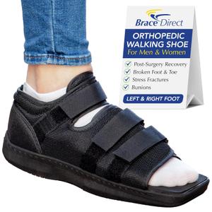 Brace Direct Post-Op Shoe - Adjustable Orthopedic Walking Shoe for Broken Foot & Toe, Stress Fractures, Bunions, Post-Surgery Recovery, Left or Right Foot, Men M (US Shoe Size 10-11/27 cm)