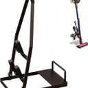 No-Drill Vacuum Stand, Sturdy Metal Storage Rack for Slim Cordless Stick Vacuums, Compact Accessory Docking Station, Space-Saving Home Organizer(Black)