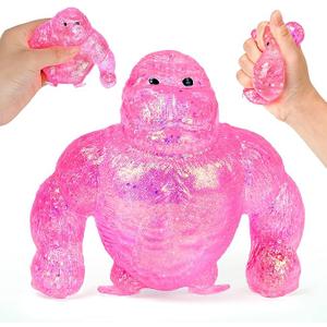 Squishy Fidget Monkey Stress Balls, Monkey Malt Sugar Ball Squishy Toys for Adults, Sensory Stress Relief Toys, Animal Squeeze Stretch Fidget Toys Birthday Gift for Kids (pink and blue)