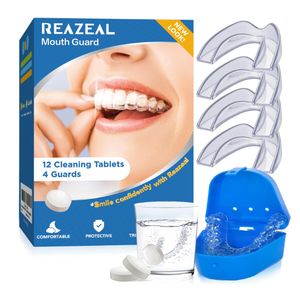 Mouth Guard for Grinding Teeth at Night, Mouth Guard for Sleeping, Night Guards for Teeth Grinding, Dental Night Guards for Sleep, Comfortable Grinding Guard for Adults with 12 Cleaning Tablets