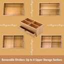 GOBAM Bamboo Makeup Organizer and Storage with Drawer, Wooden Cosmetic Organizer Countertop for Bathroom, Bedroom, Kitchen & Dresser, Desk Organizer with Drawers and Make up Vanity Station - Medium