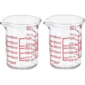 High Borosilicate Glass Measuring Cup with V-Shaped Spout, 30ml (1oz) | Pack of 2  Precision Glass Measuring Cup for Kitchen & Bar