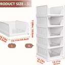 CTSNSLH 5 Pack Closet Organizers Storage Box, Closet Storage Stackable Storage Bins, Plastic Drawer Basket for Wardrobe Cupboard Kitchen Bathroom Office, White
