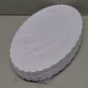 U-QE 25 Count Oval White Plastic Plates - 13.4 inch Large Disposable Plates Heavy Duty, Ideal for Party, BBQ, Picnic and Weddings