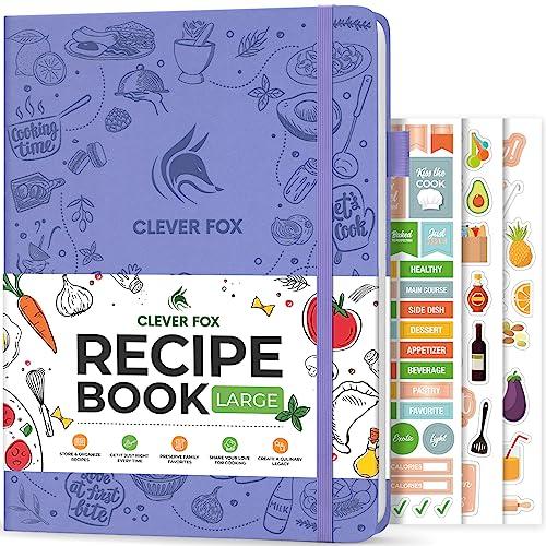 Clever Fox Recipe Book – Make Your Own Family Cookbook – Blank Recipe Notebook Organizer – Empty Cooking Journal to Write In Recipes – Large Size, 8.5”x11.2”, Hardcover, Lavender